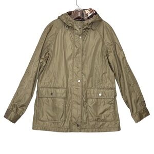 Vintage Utex Womens L Rain Jacket Tan with Pink Plaid Details Preppy Outdoors